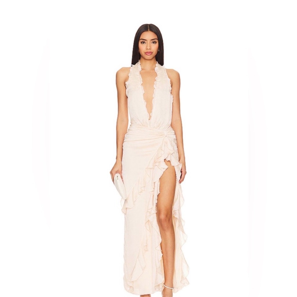 NBD Celinia Champagne Butterfly Maxi Dress NWT